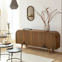 Made in Meubles Buffet arrondi en bois de manguier Lise