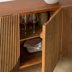 Made in Meubles Buffet arrondi en bois de manguier Lise