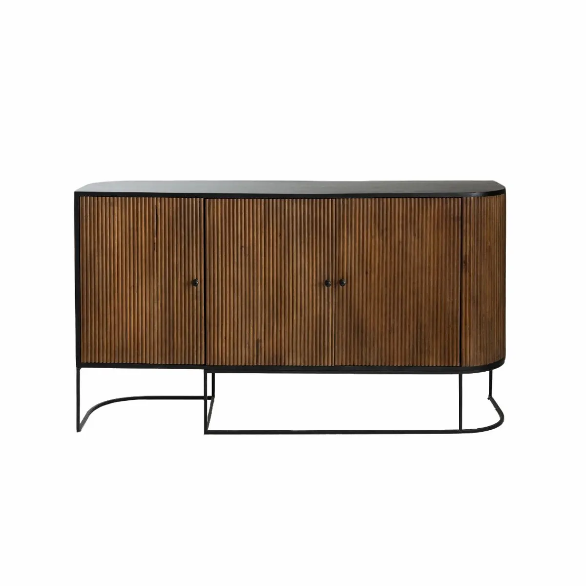 Made in Meubles Buffet arrondi en bois de manguier et métal Ysé