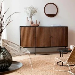 Made in Meubles Buffet arrondi en bois de manguier et métal Ysé