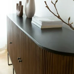 Made in Meubles Buffet arrondi en bois de manguier et métal Ysé