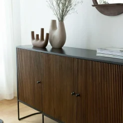 Made in Meubles Buffet arrondi en bois de manguier et métal Ysé
