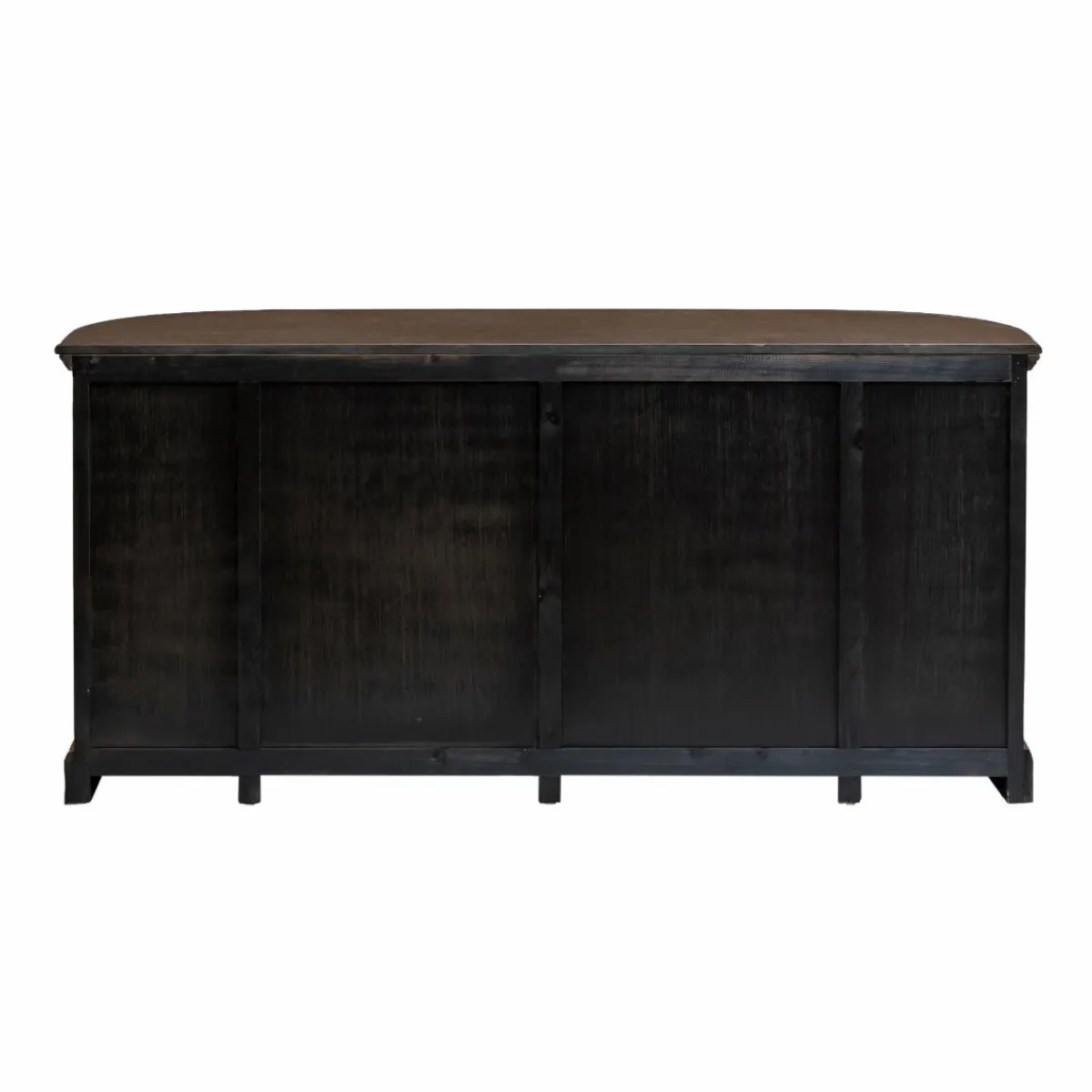 Made in Meubles Buffet arrondi en vieux pin et pierre bleue Garance