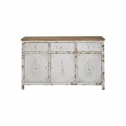 Made in Meubles Buffet blanc en pin massif brossé Bastille