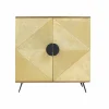 Made in Meubles Buffet carré en bois de manguier et feuille de laiton Gisèle