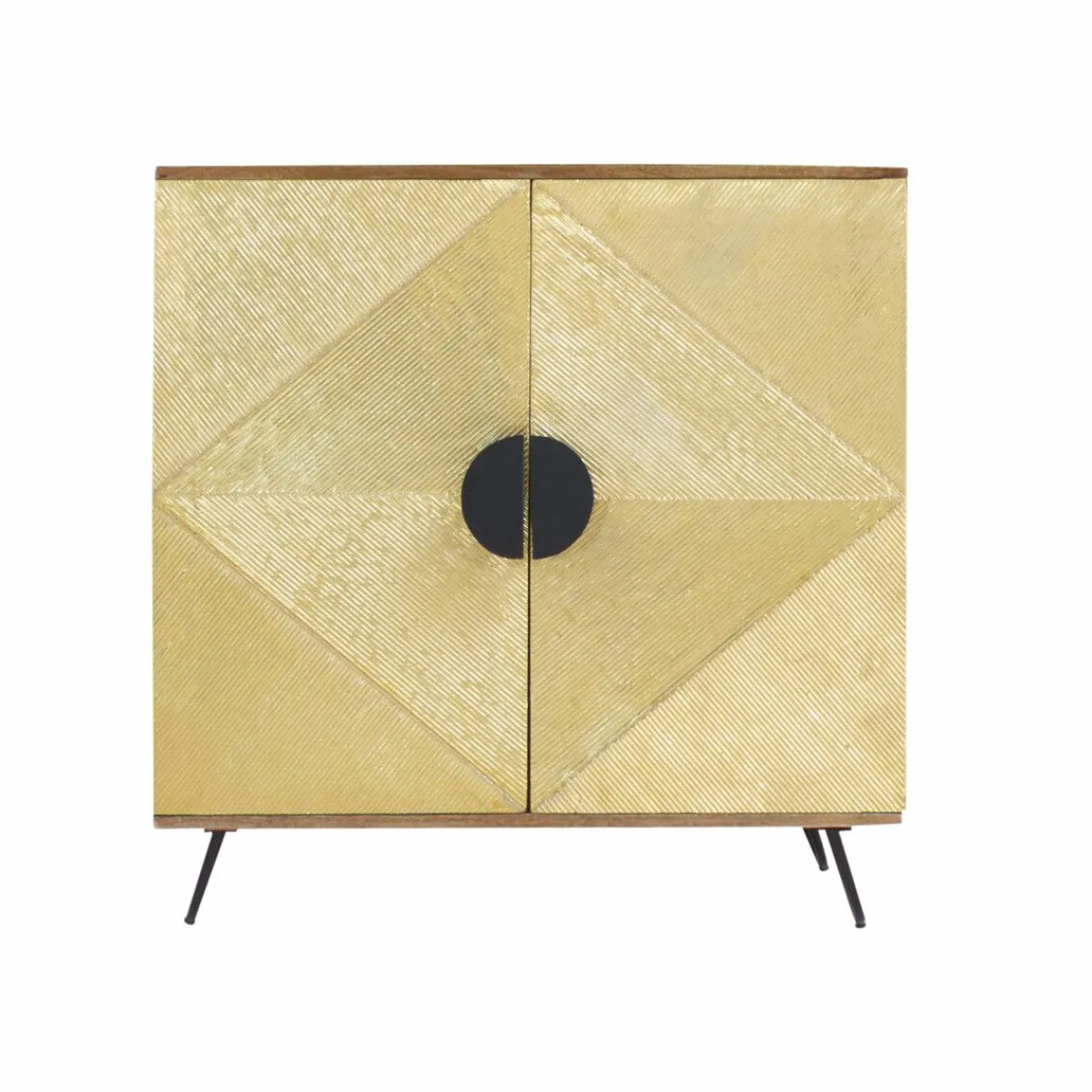 Made in Meubles Buffet carré en bois de manguier et feuille de laiton Gisèle