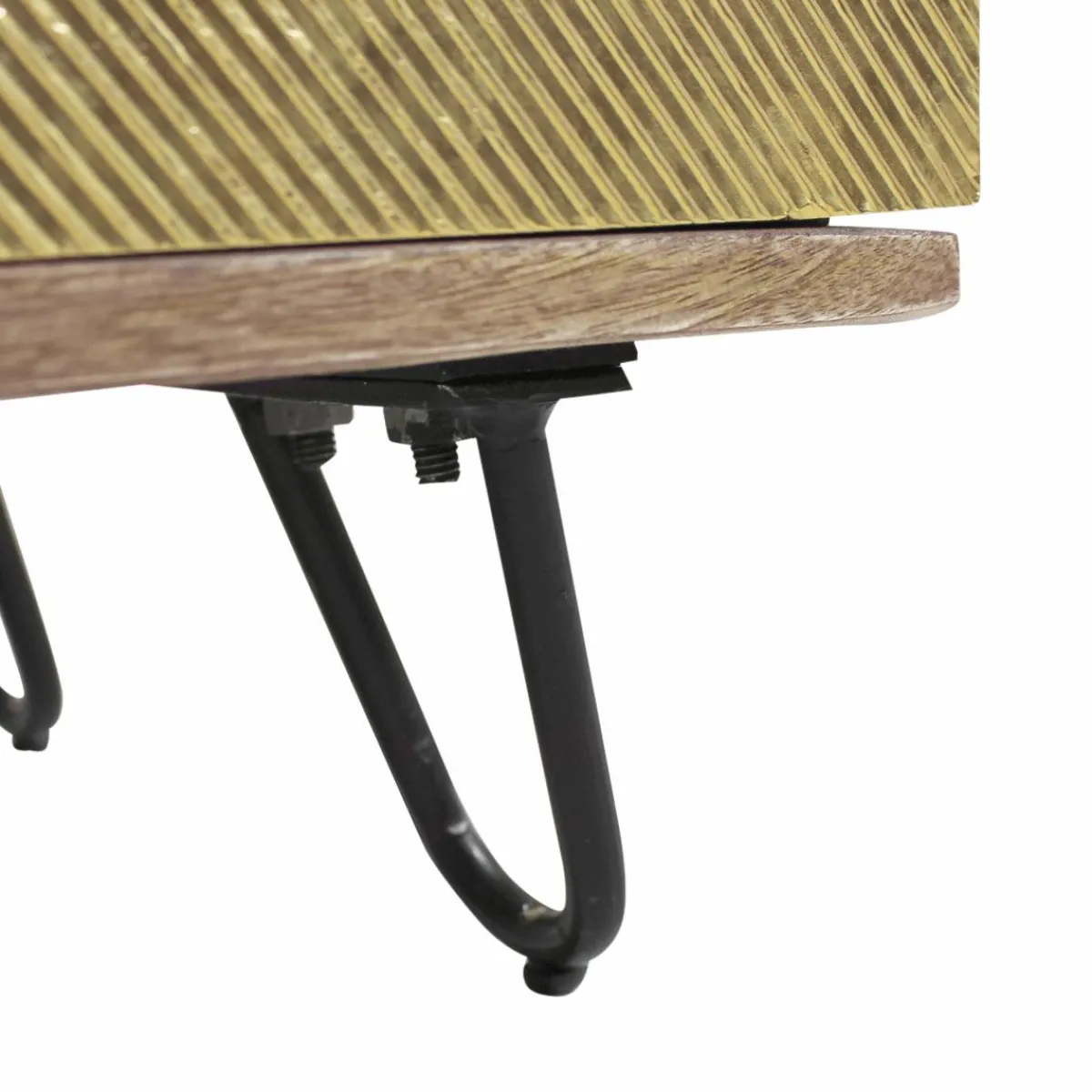 Made in Meubles Buffet carré en bois de manguier et feuille de laiton Gisèle