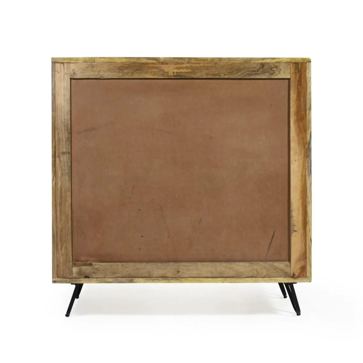Made in Meubles Buffet carré en bois de manguier et feuille de laiton Gisèle