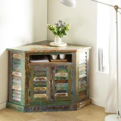 Made in Meubles Buffet d'angle en bois coloré Ethnik