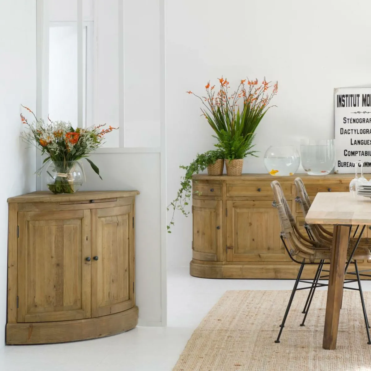 Made in Meubles Buffet d'angle en bois recyclé Garance