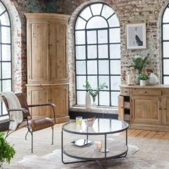 Made in Meubles Buffet d'angle haut en bois recyclé Garance