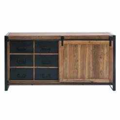 Made in Meubles Buffet en bois d'acacia avec porte coulissante Havana
