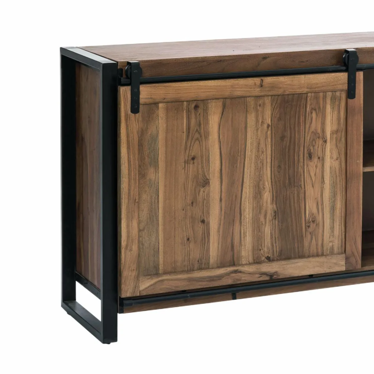 Made in Meubles Buffet en bois d'acacia avec porte coulissante Havana