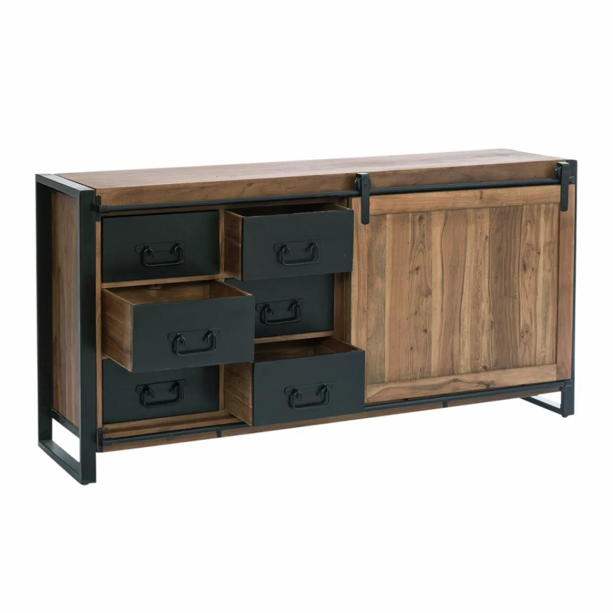 Made in Meubles Buffet en bois d'acacia avec porte coulissante Havana
