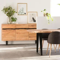 Made in Meubles Buffet en bois d'acacia et métal Mahé