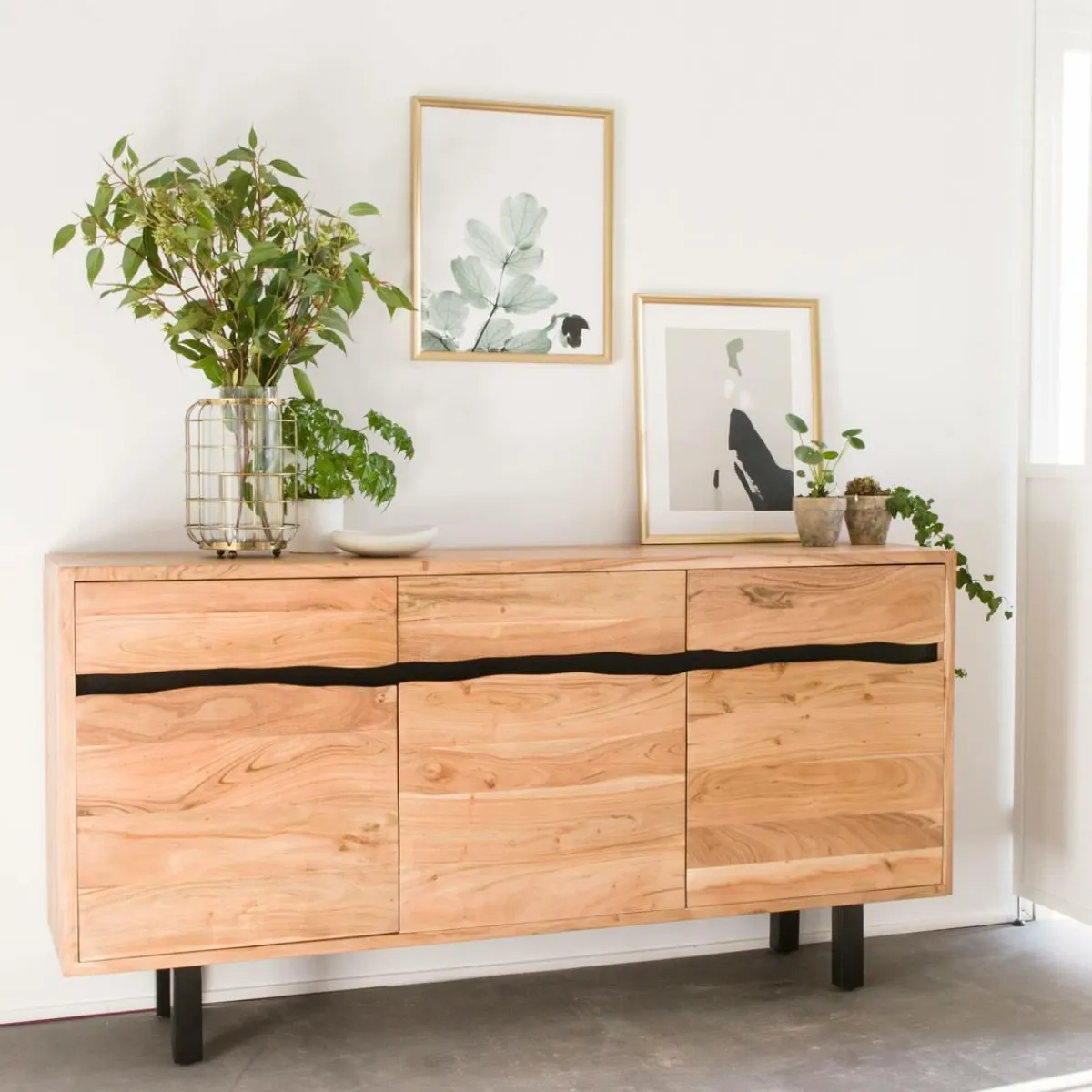 Made in Meubles Buffet en bois d'acacia et métal Mahé