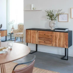Made in Meubles Buffet en bois d'acacia et métal Pippa