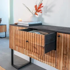 Made in Meubles Buffet en bois d'acacia et métal Pippa