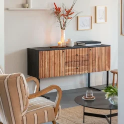 Made in Meubles Buffet en bois d'acacia et métal Pippa