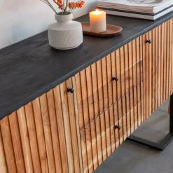 Made in Meubles Buffet en bois d'acacia et métal Pippa