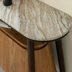 Made in Meubles Buffet en bois d'acacia et marbre Simon