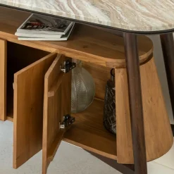 Made in Meubles Buffet en bois d'acacia et marbre Simon