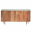 Made in Meubles Buffet en bois d'acacia et marbre blanc Judith