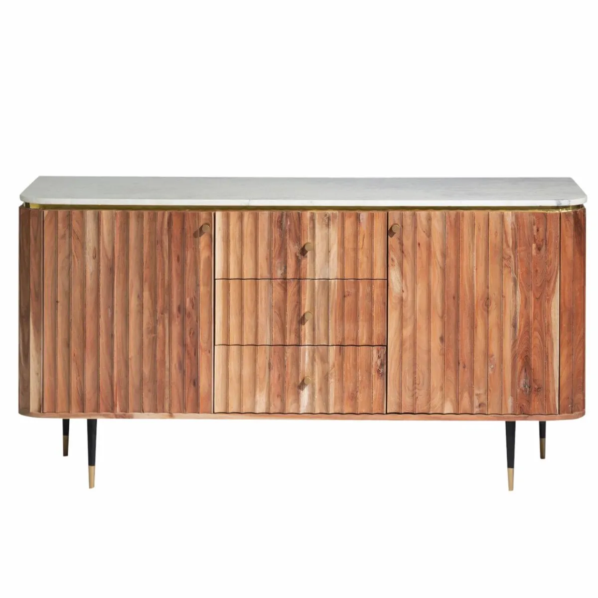 Made in Meubles Buffet en bois d'acacia et marbre blanc Judith