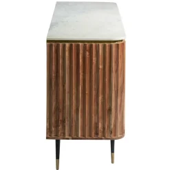 Made in Meubles Buffet en bois d'acacia et marbre blanc Judith