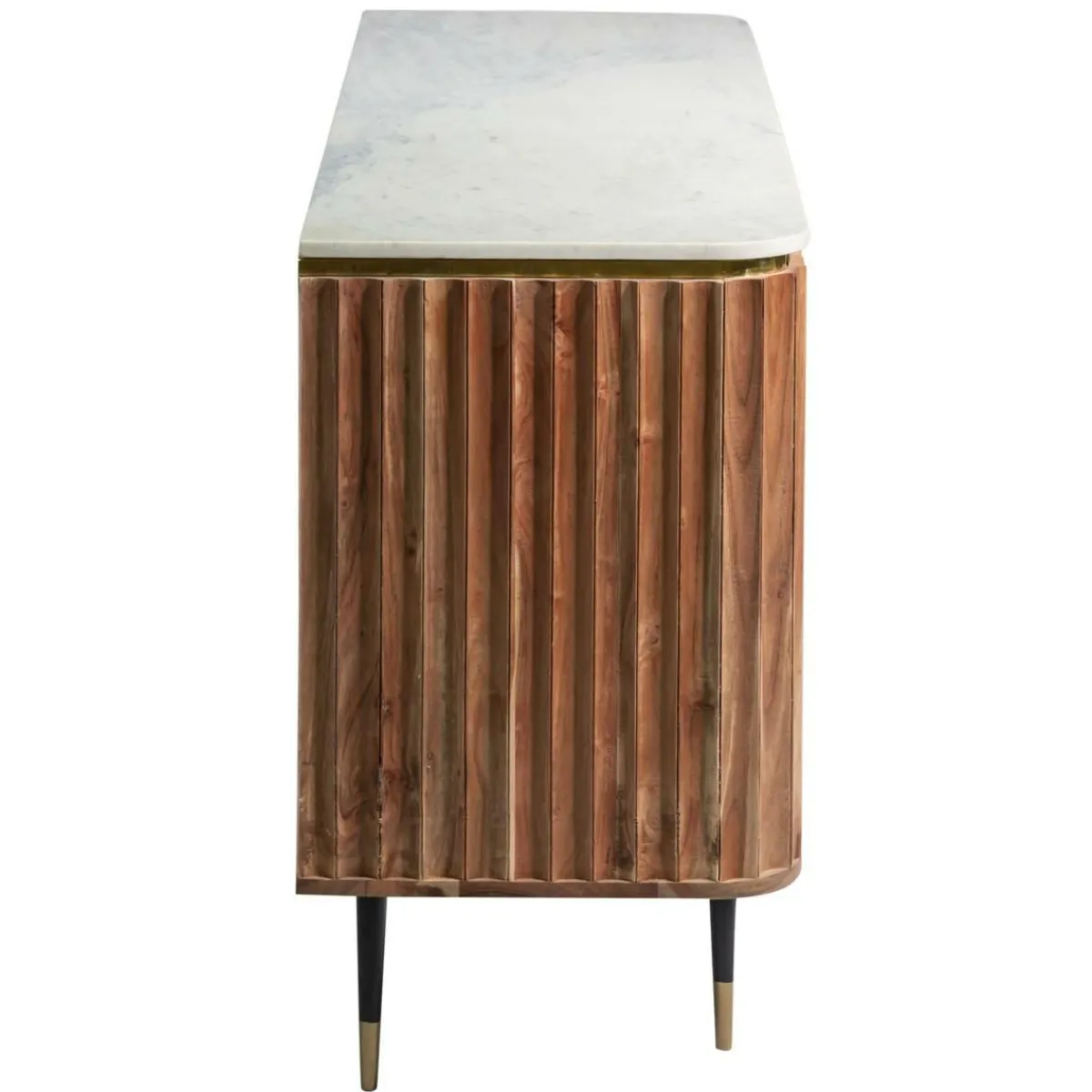 Made in Meubles Buffet en bois d'acacia et marbre blanc Judith