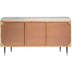 Made in Meubles Buffet en bois d'acacia et marbre blanc Judith