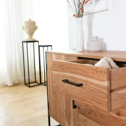 Made in Meubles Buffet en bois d'acacia et métal Bosco