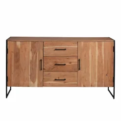 Made in Meubles Buffet en bois d'acacia et métal Bosco