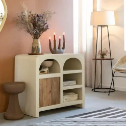 Made in Meubles Buffet en bois d'acacia et bois effet béton Dalva