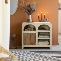 Made in Meubles Buffet en bois d'acacia et bois effet béton Dalva