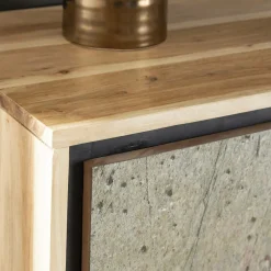 Made in Meubles Buffet en bois d'acacia et pierre Côme