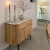 Made in Meubles Buffet en bois d'acacia et en marbre blanc Rick