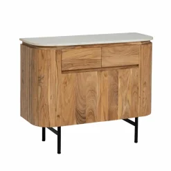 Made in Meubles Buffet en bois d'acacia et en marbre blanc Rick