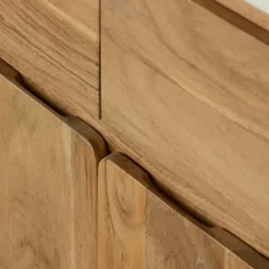 Made in Meubles Buffet en bois d'acacia et en marbre blanc Rick