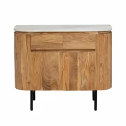 Made in Meubles Buffet en bois d'acacia et en marbre blanc Rick