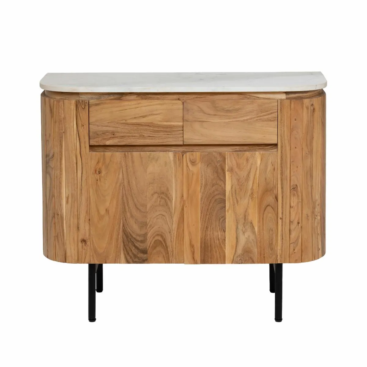 Made in Meubles Buffet en bois d'acacia et en marbre blanc Rick