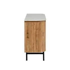 Made in Meubles Buffet en bois d'acacia et en marbre blanc Rick