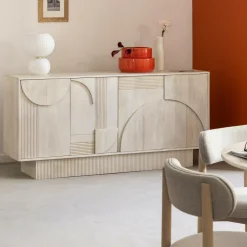 Made in Meubles Buffet en bois de manguier blanchi Miliam