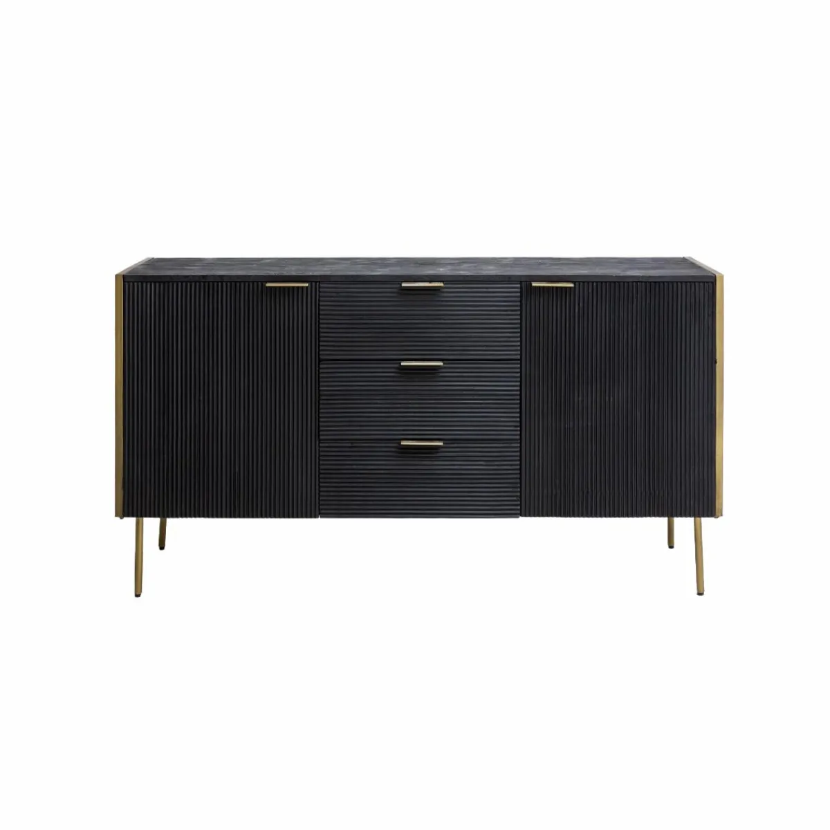 Made in Meubles Buffet en bois de manguier et métal doré Ange