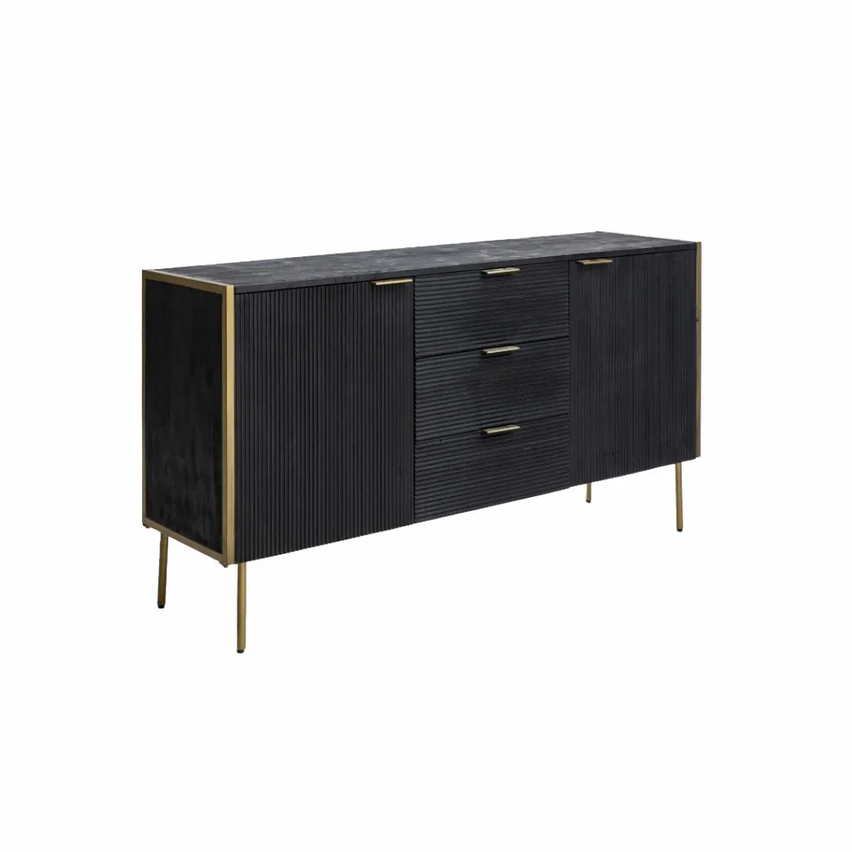 Made in Meubles Buffet en bois de manguier et métal doré Ange