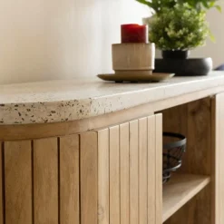 Made in Meubles Buffet en bois de manguier et terrazzo Lou