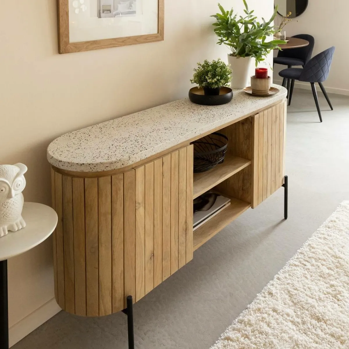 Made in Meubles Buffet en bois de manguier et terrazzo Lou