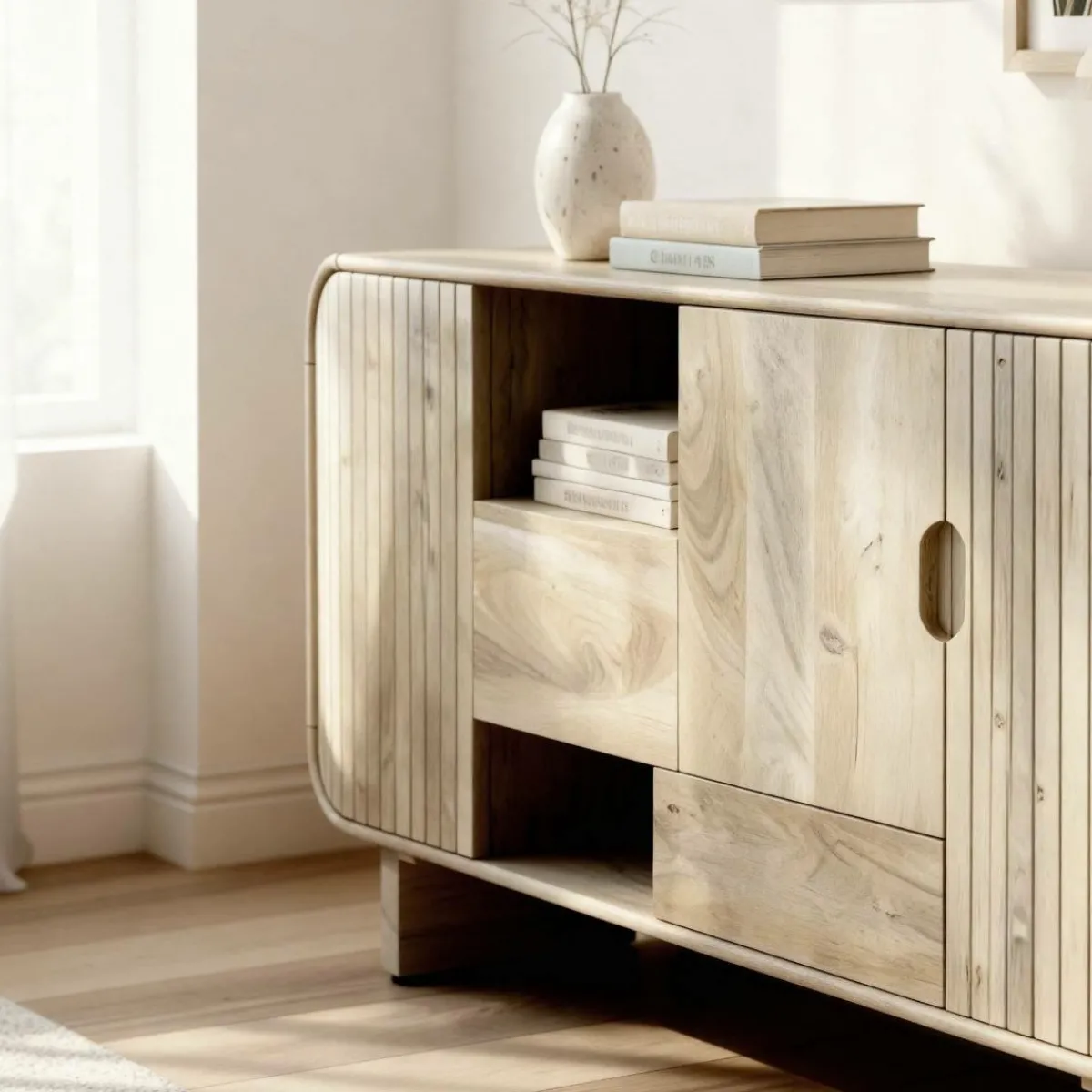 Made in Meubles Buffet en bois de manguier clair Yoni