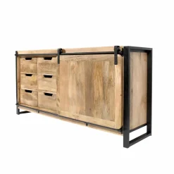 Made in Meubles Buffet en bois de manguier avec porte coulissante New-York
