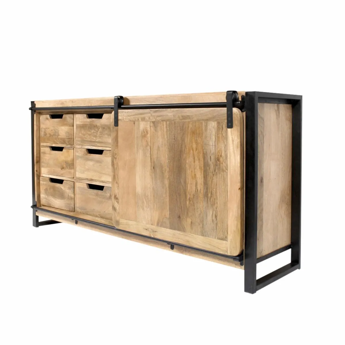 Made in Meubles Buffet en bois de manguier avec porte coulissante New-York